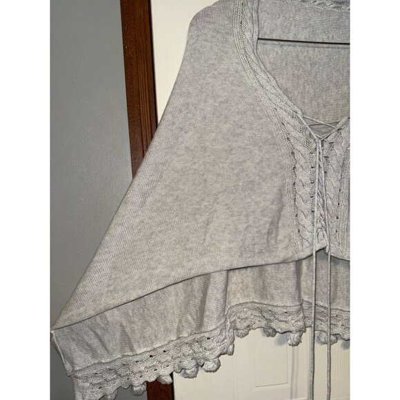 Lilly Pulitzer 100% Cotton Gray Sweater Shawl Poncho One Size - Picture 3 of 13